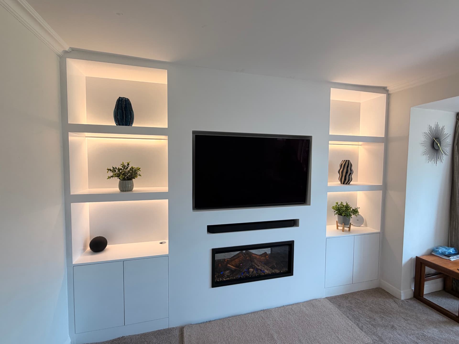 White bespoke media wall